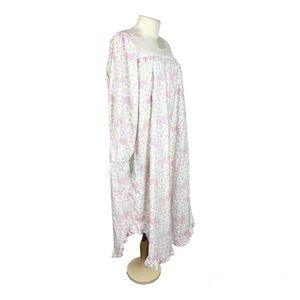 Vintage flannel nightgown lace bodice L XL romantic traditional cozy pajamas